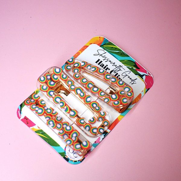 Rainbow Alligator Hair Clips – Barrettes &Amp; Clips – Handmade By Shessocrafty Goods