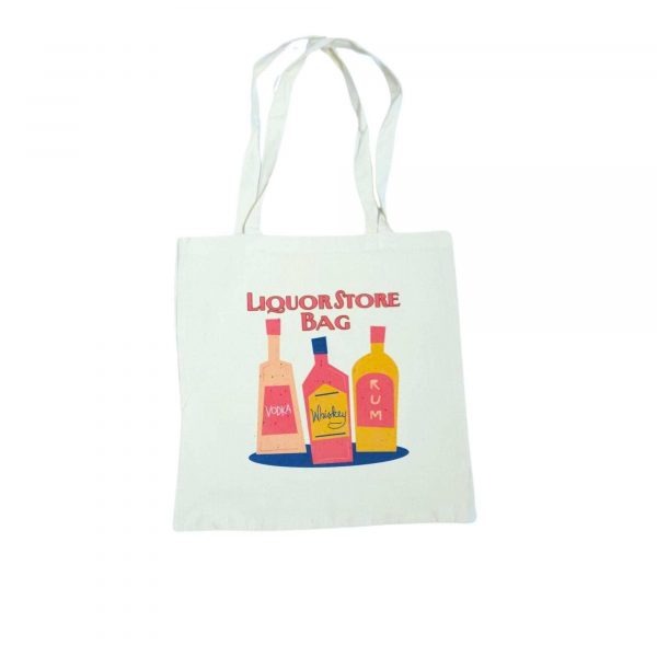 Retro Liquor Bottle Print Tote Bag: Vintage Vibes, Reusable Canvas – Totes – Handmade By Shessocrafty Goods