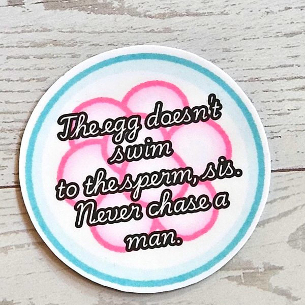 il_fullxfull.7581650892_morj Feminist Egg Vinyl Sticker: &Quot;The Egg Doesn'T Swim&Quot; Quote – Say It Louder – Handmade By Shessocrafty Goods