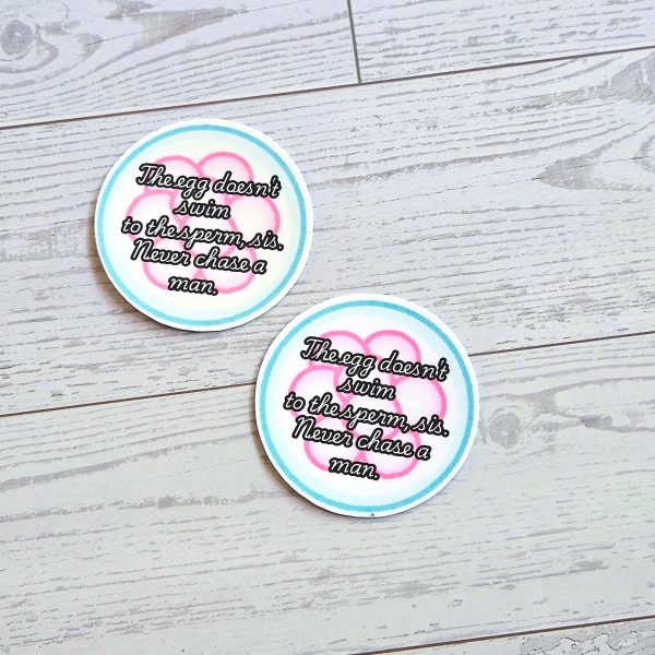 il_fullxfull.7581652212_jp9w Feminist Egg Vinyl Sticker: &Quot;The Egg Doesn'T Swim&Quot; Quote – Say It Louder – Handmade By Shessocrafty Goods