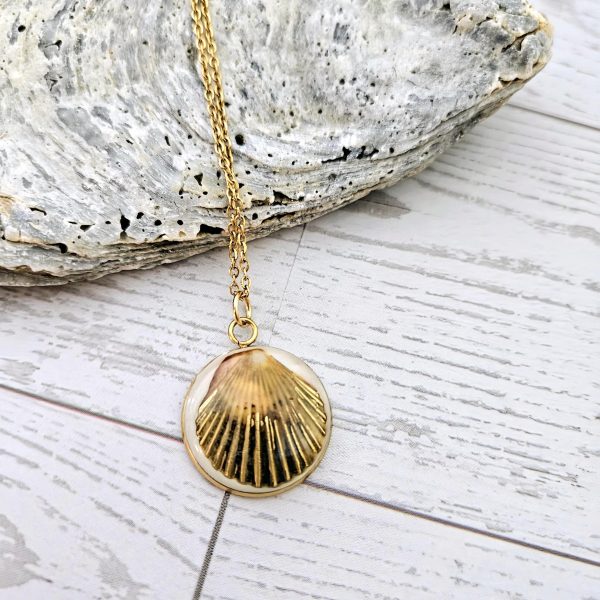 Real Scallop Shell Necklace – 18K Gold Plated Coastal Pendant, Beach Jewelry – Jewelry – Handmade By Shessocrafty Goods