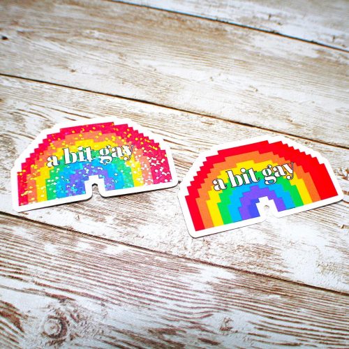 A Bit Gay Pride Sticker, LGBTQ+ Holographic Laptop Decal, Queer Joy Coming Out Gift – Say It Louder – Handmade by ShesSoCrafty Goods