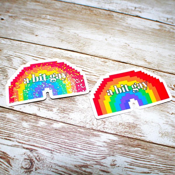 A Bit Gay Pride Sticker, Lgbtq+ Holographic Laptop Decal, Queer Joy Coming Out Gift – Say It Louder – Handmade By Shessocrafty Goods
