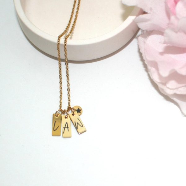Personalized Gold Plated Initial Necklace With Star Pendant – Custom Script Jewelry – Jewelry – Handmade By Shessocrafty Goods