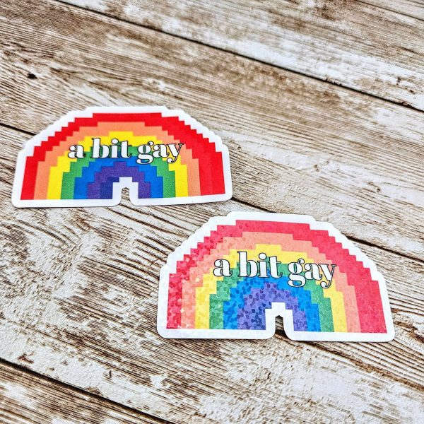 il_fullxfull.7581652896_mmp2 A Bit Gay Pride Sticker, Lgbtq+ Holographic Laptop Decal, Queer Joy Coming Out Gift – Say It Louder – Handmade By Shessocrafty Goods