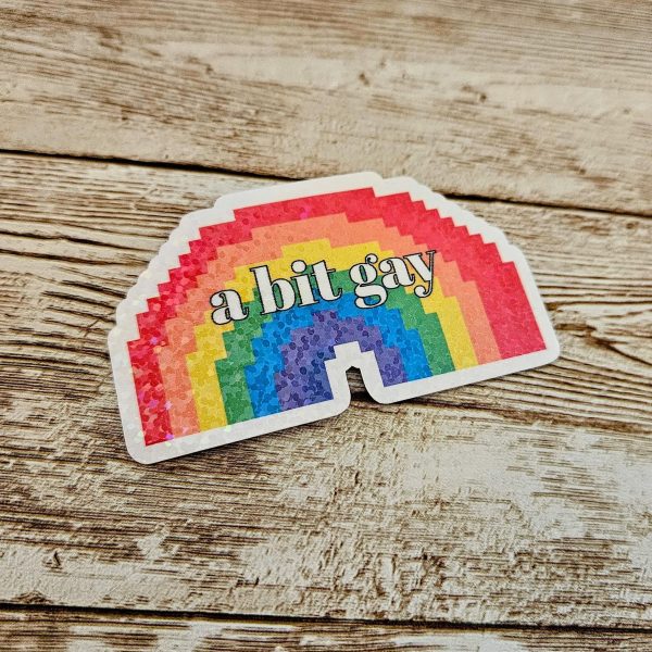 il_fullxfull.7581653008_tk0d A Bit Gay Pride Sticker, Lgbtq+ Holographic Laptop Decal, Queer Joy Coming Out Gift – Say It Louder – Handmade By Shessocrafty Goods