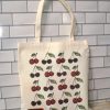 Cherry Canvas Tote Bag: Hand-Drawn Fruit Art, Summer Market Bag – Totes – Handmade By Shessocrafty Goods