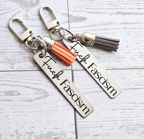 Loud Color. Louder Statements. - ShesSoCrafty Goods Fuck Fascism Keychain β Engraved Stainless Steel Bar Keychain β Activist Protest Gift β Keychains β Handmade By Shessocrafty Goods