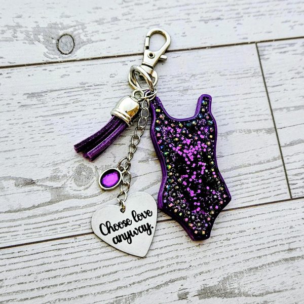 Showgirl Era Bodysuit Keychain – Rhinestone Bag Charm, Pink Blue Or Purple – Keychains – Handmade By Shessocrafty Goods