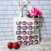 Tomato Tote Bag: Hand-Colored Canvas Grocery Bag With Leatherette Patch – Totes – Handmade By Shessocrafty Goods