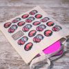 Tomato Tote Bag: Hand-Colored Canvas Grocery Bag With Leatherette Patch – Totes – Handmade By Shessocrafty Goods