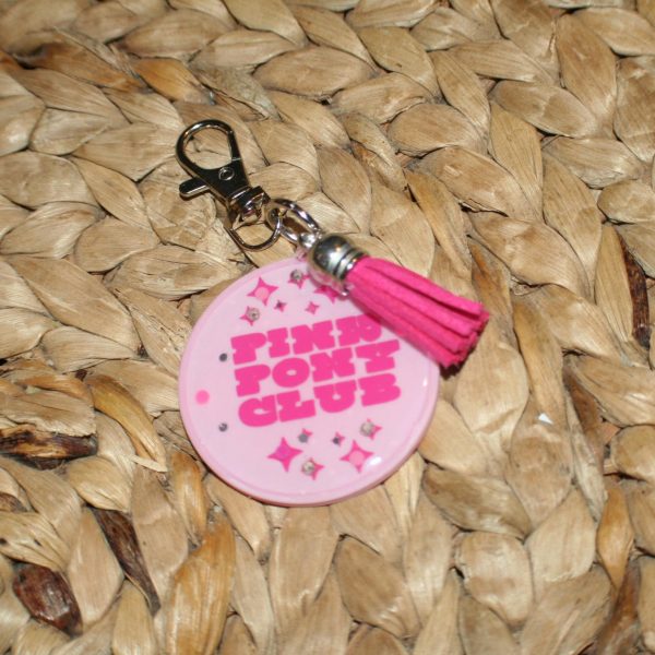 Pink Pony Club Motel Keychain Round Keychain With Tassel – Keychains – Handmade By Shessocrafty Goods