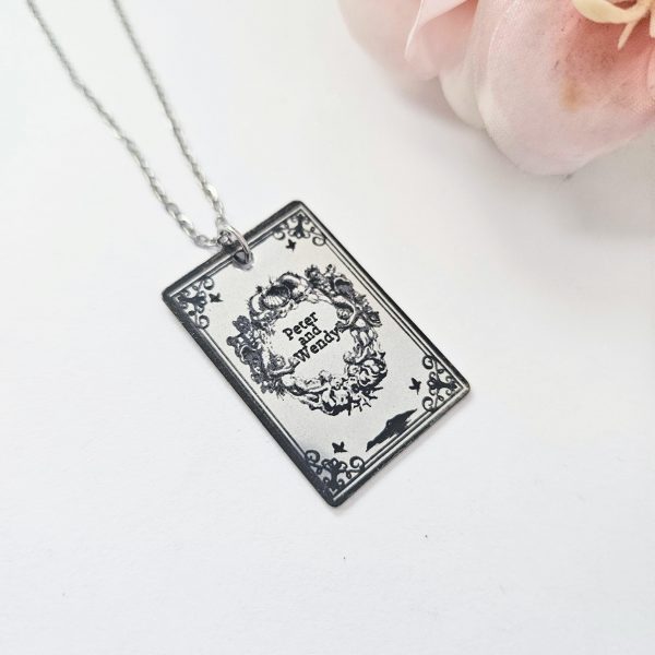 Engraved Peter And Wendy Book Necklace – Stainless Steel Literary Jewelry – Bookish – Handmade By Shessocrafty Goods