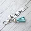 Personalized Bestie Keychain • Stainless Steel Engraved Tag With Initial Heart &Amp; Tassel – Keychains – Handmade By Shessocrafty Goods