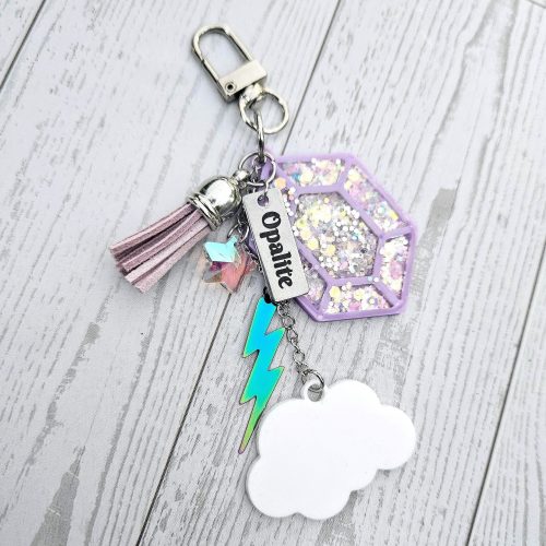 il_fullxfull.7581667452_d1gx Opalite Bag Charm | Glow In The Dark Lightning Strike Keychain | Custom Engraved Gift – Keychains – Handmade by ShesSoCrafty Goods