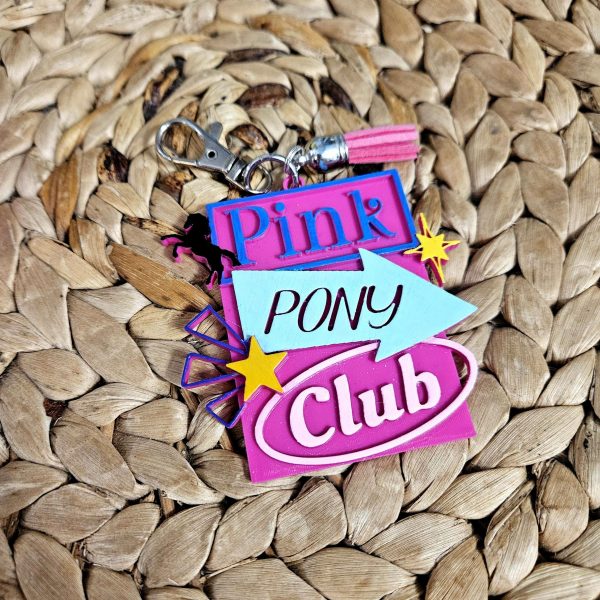 Pink Pony Club Sign Keychain: Hand-Painted Weho Bag Tag – Keychains – Handmade By Shessocrafty Goods