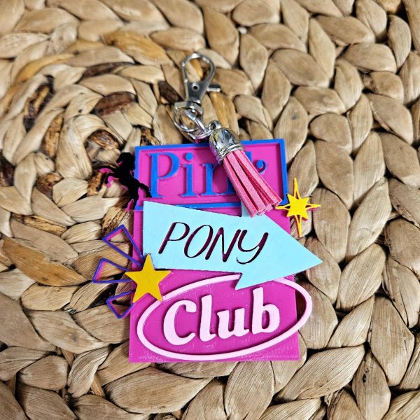 Pink Pony Club Sign Keychain: Hand-Painted Weho Bag Tag – Keychains – Handmade By Shessocrafty Goods