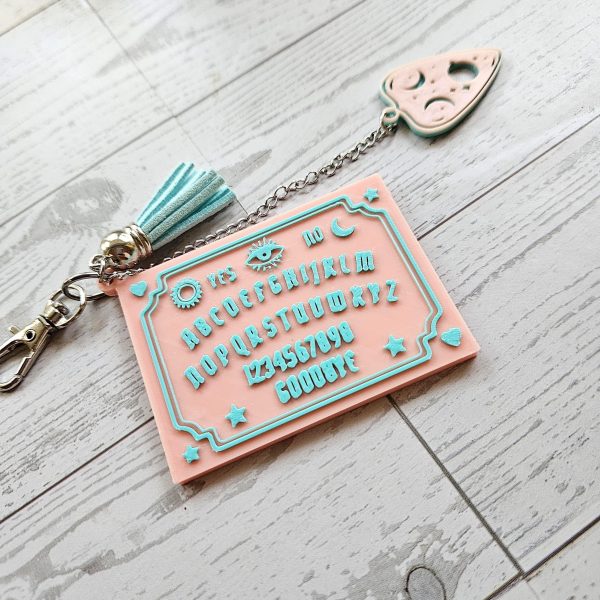 il_fullxfull.7581669264_gu0f-1 Talking Board Bag Charm – Divination-Inspired 3D Printed Keychain With Planchette – Keychains – Handmade By Shessocrafty Goods