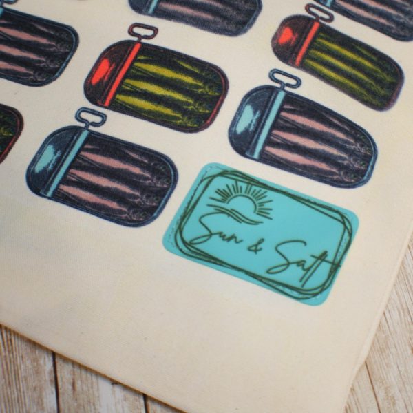 Sardine Canvas Tote Bag: Retro Sun &Amp; Salt Beach Market Bag – Totes – Handmade By Shessocrafty Goods