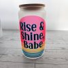 il_fullxfull.7581670958_ka7r-1 Retro Rise &Amp; Shine Frosted Glass Can Cup – 16Oz – Tumblers &Amp; Water Glasses – Handmade By Shessocrafty Goods