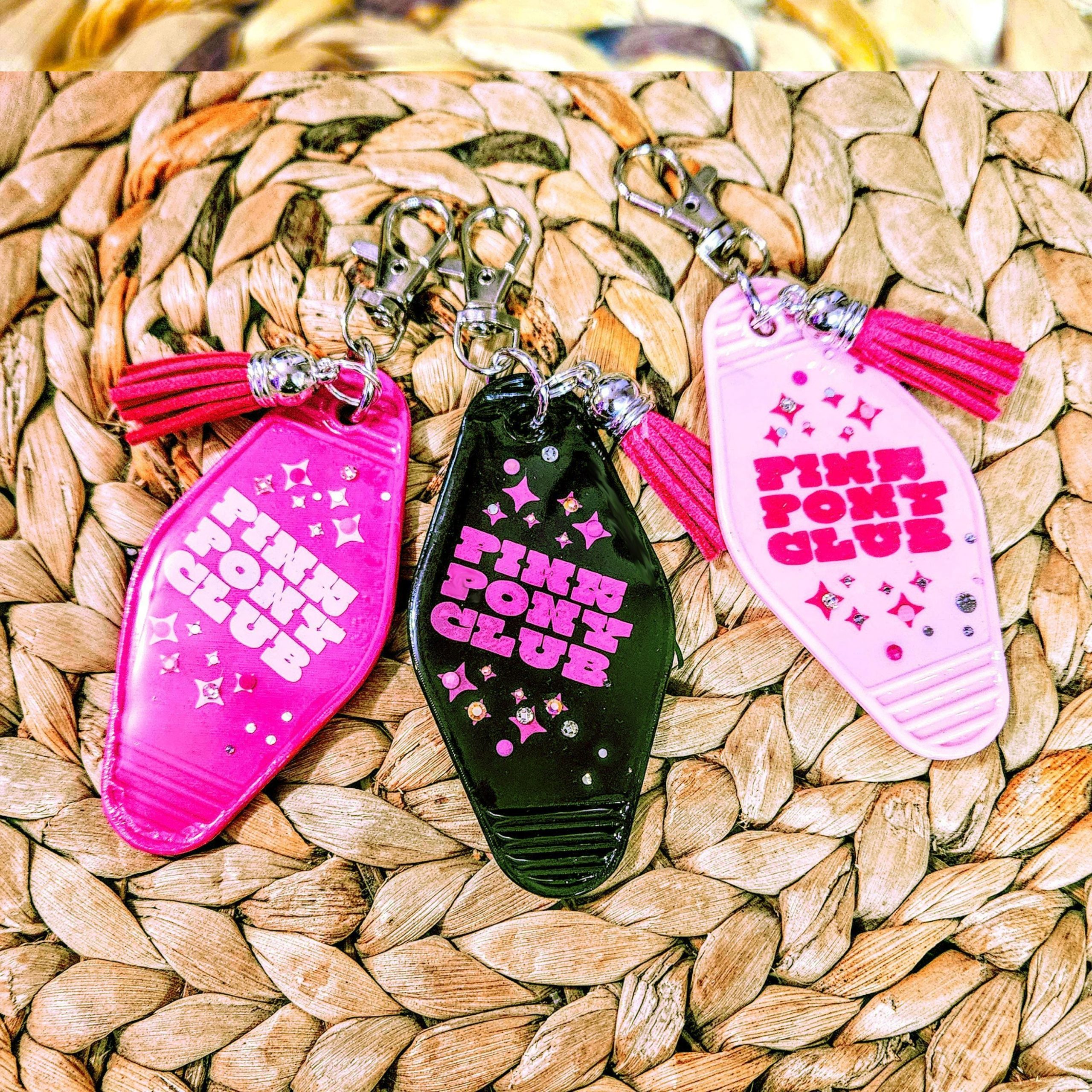 Pink Pony Club Motel Keychain: Rhinestone Tassel, Chappell Roan Inspired Pink Pony Club Motel Keychain: Rhinestone Tassel, Chappell Roan Inspired – Keychains – Handmade By Shessocrafty Goods
