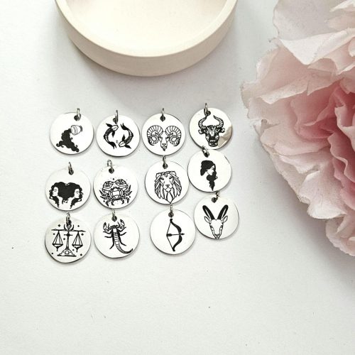 Minimalist Zodiac Pendant Necklace: Stainless Steel Horoscope Charm – Jewelry – Handmade by ShesSoCrafty Goods