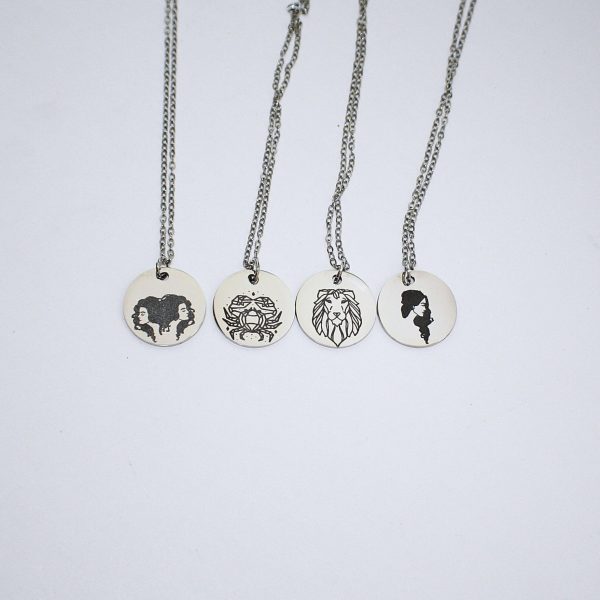 Minimalist Zodiac Pendant Necklace: Stainless Steel Horoscope Charm – Jewelry – Handmade By Shessocrafty Goods