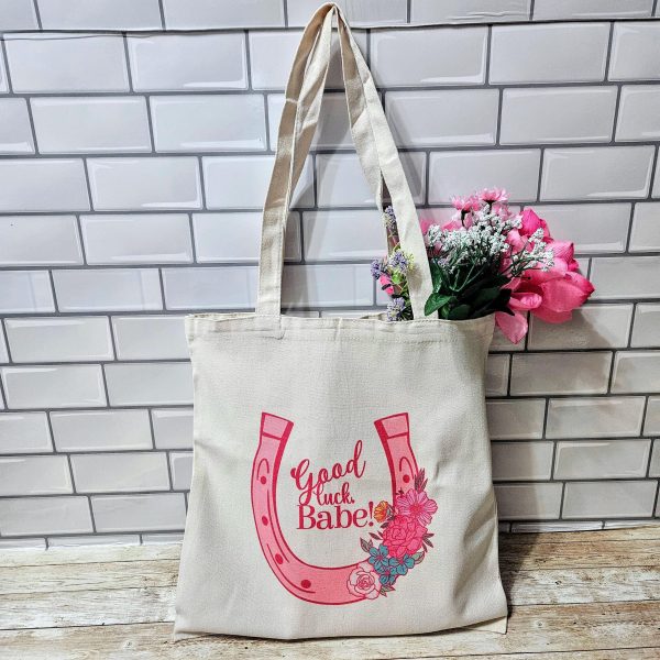 Chappell Inspired Tote Bag, Good Luck Babe Floral Horseshoe Design, Pop Music Fan Bag – Totes – Handmade By Shessocrafty Goods