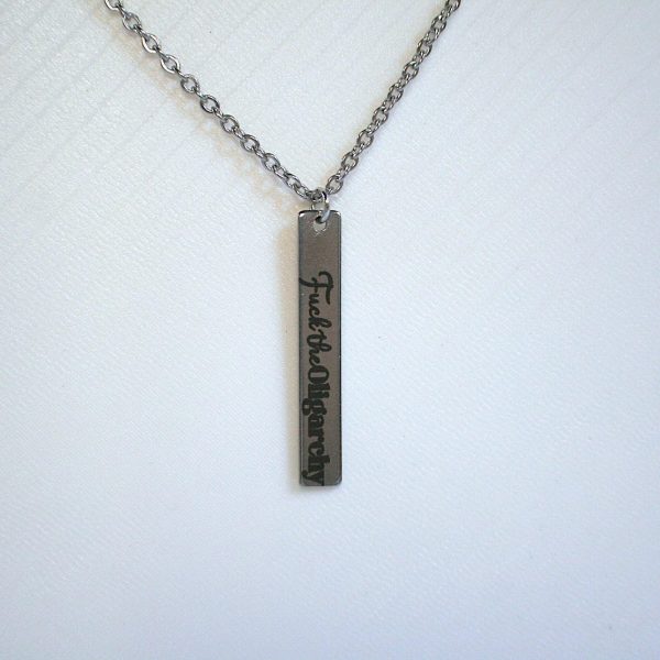Activist Bar Necklace | Feminist, Anti-Patriarchy, Anti-Oligarchy | Stainless Steel – Jewelry – Handmade By Shessocrafty Goods