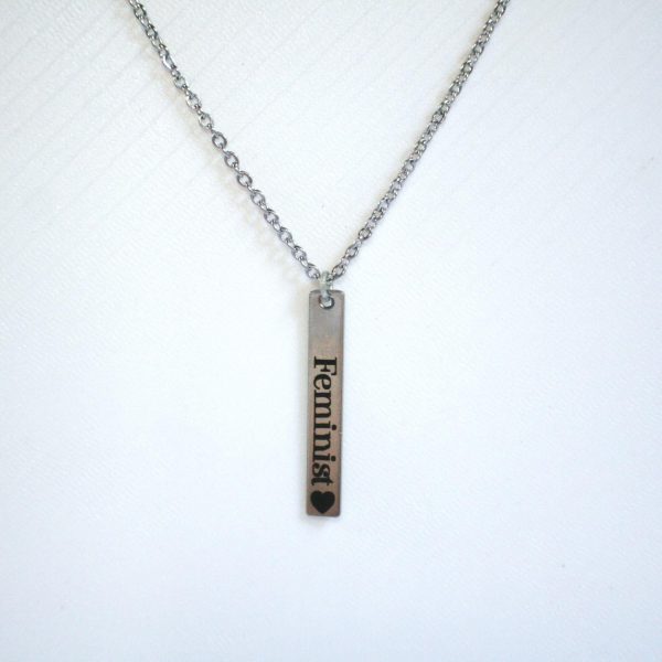 Activist Bar Necklace | Feminist, Anti-Patriarchy, Anti-Oligarchy | Stainless Steel – Jewelry – Handmade By Shessocrafty Goods