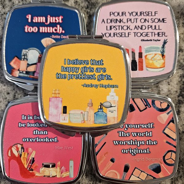 Elizabeth Taylor Compact Mirror: Lipstick Quote, Retro Glam – Hand &Amp; Pocket Mirrors – Handmade By Shessocrafty Goods