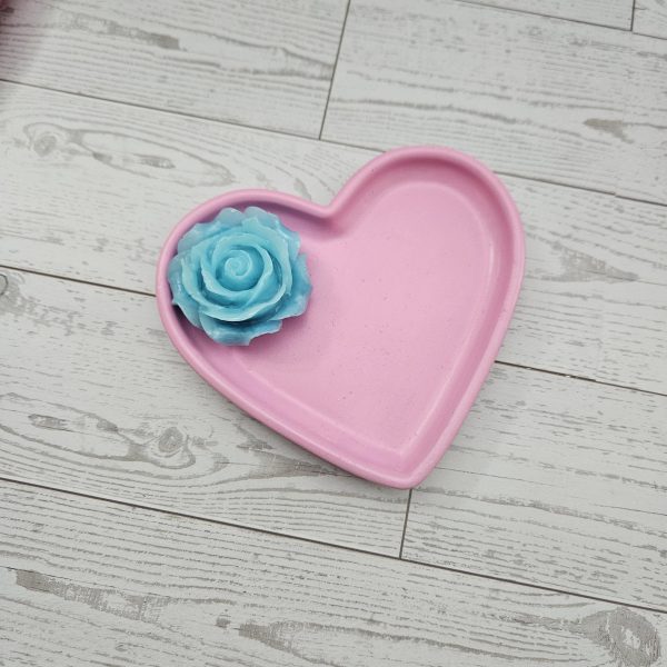Floral Heart-Shaped Trinket Dish — Bold, Handmade Jewelry Holder For Vanity Or Gift Giving – Decorative Trays – Handmade By Shessocrafty Goods