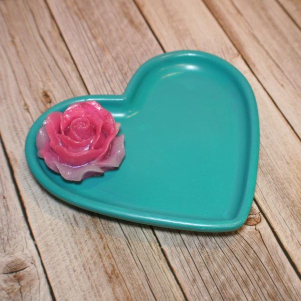 Floral Heart-Shaped Trinket Dish — Bold, Handmade Jewelry Holder For Vanity Or Gift Giving – Decorative Trays – Handmade By Shessocrafty Goods