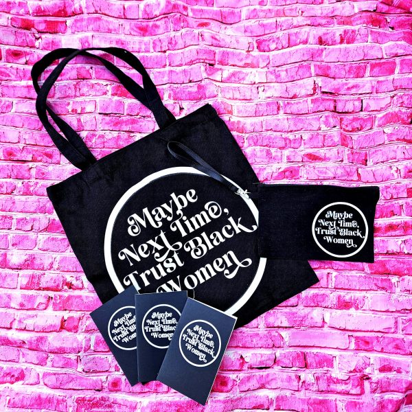 Trust Black Women Canvas Wristlet | Feminist Zip Pouch, Activist Makeup Bag – Say It Louder – Handmade By Shessocrafty Goods