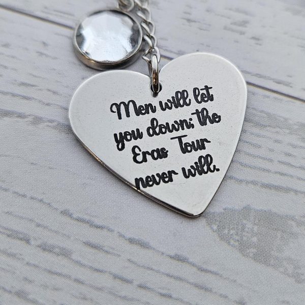 Opalite Era Showgirl Bag Charm • Custom Lyric Engraved Heart Or Glow-In-The-Dark Lightning Bolt – Vigilante Shit - For The Swifties – Handmade By Shessocrafty Goods