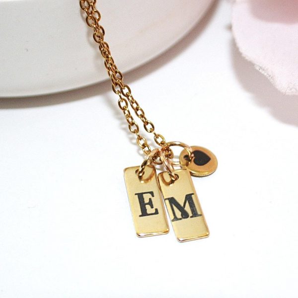 Minimalist Initial Necklace – Custom Heart Accent Pendant | 18K Gold Plated Stainless Steel – Jewelry – Handmade By Shessocrafty Goods