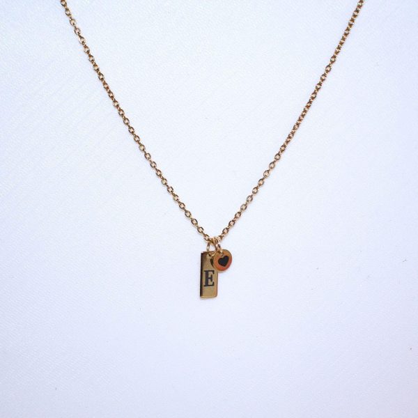 Minimalist Initial Necklace – Custom Heart Accent Pendant | 18K Gold Plated Stainless Steel – Jewelry – Handmade By Shessocrafty Goods