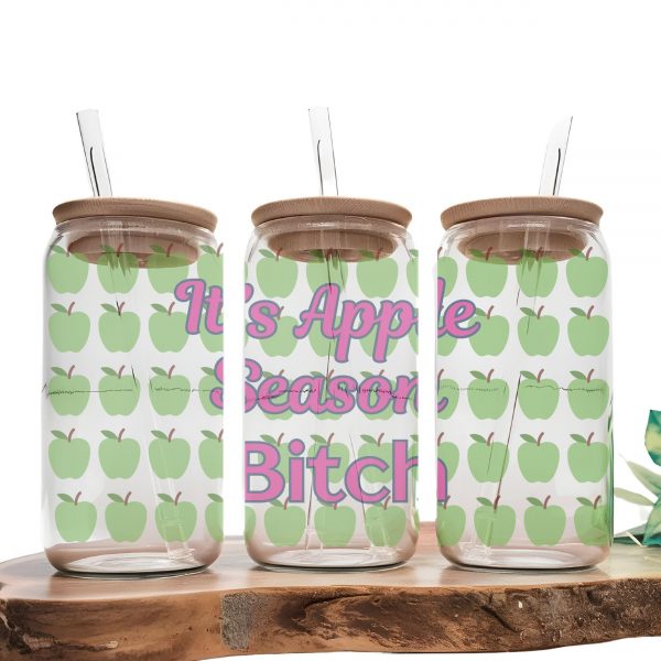il_fullxfull.7629582269_5ha1-1 Halloween Glass Beer Can Cup (16Oz): It'S Apple Season – Tumblers &Amp; Water Glasses – Handmade By Shessocrafty Goods