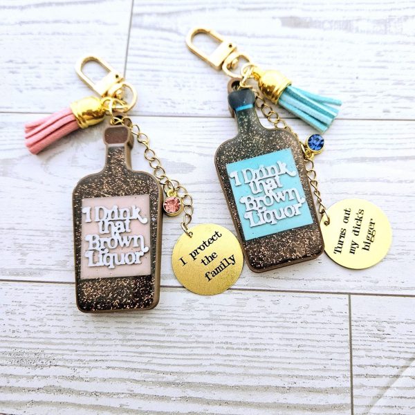 Personalized Brown Liquor Bag Charm – Funny 3D Printed Keychain Gift – Keychains – Handmade By Shessocrafty Goods