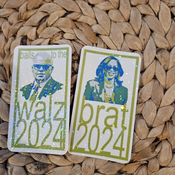 Kamala Harris Brat 2024 Original Art Sticker Holographic – Stickers – Handmade By Shessocrafty Goods