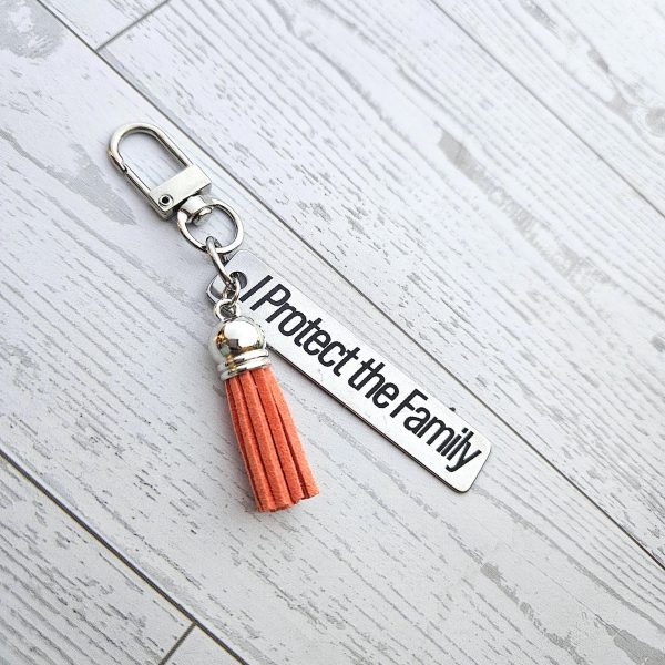 I Protect The Family Keychain • Stainless Steel Bar With Tassel – Keychains – Handmade By Shessocrafty Goods