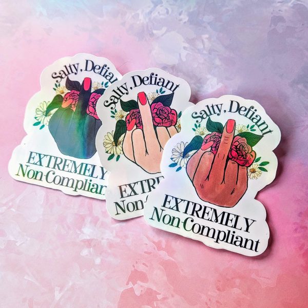 il_fullxfull.7629586873_qlwn Floral Middle Finger Sticker - Defiant Sassy Vinyl Decal – Say It Louder – Handmade By Shessocrafty Goods
