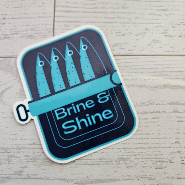 Brine And Shine Sardine Can Sticker – Original Art In Matte Or Holographic Finish – Stickers – Handmade By Shessocrafty Goods