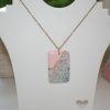 Handmade Concrete Pendant – Rose Gold Turquoise Inlay, Pink &Amp; Gold Accent – Jewelry – Handmade By Shessocrafty Goods