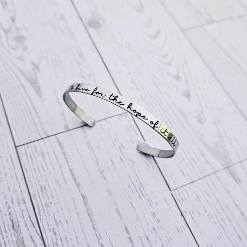 Engraved Stainless Steel Cuff Bracelet | Minimalist Poet Quote Jewelry – Cuff Bracelets – Handmade by ShesSoCrafty Goods