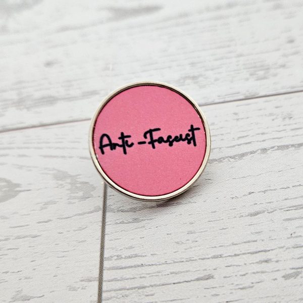 Anti-Fascist Stainless Steel Pin – Pink Round Button | 1 Inch – Pins &Amp; Pin-Back Buttons – Handmade By Shessocrafty Goods