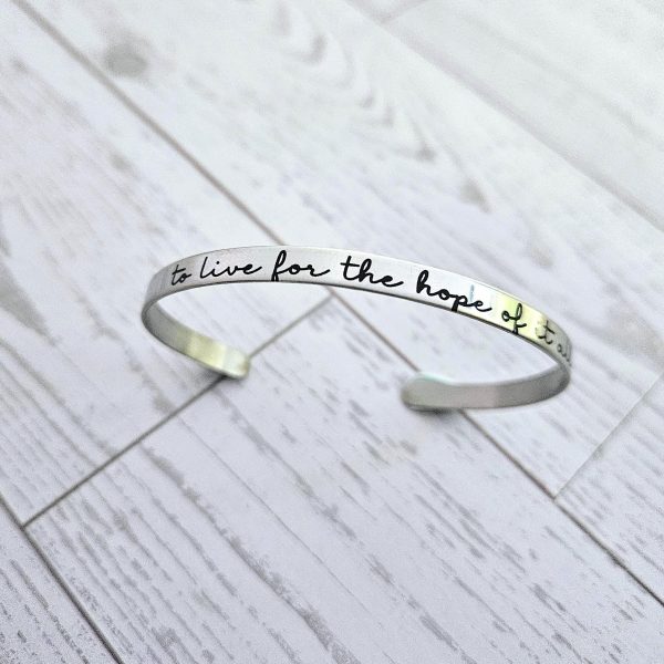 Engraved Stainless Steel Cuff Bracelet | Minimalist Poet Quote Jewelry – Cuff Bracelets – Handmade By Shessocrafty Goods