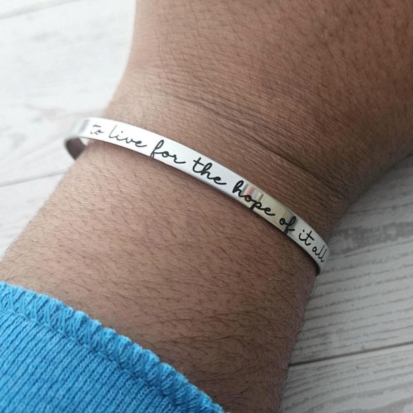 Engraved Stainless Steel Cuff Bracelet | Minimalist Poet Quote Jewelry – Cuff Bracelets – Handmade By Shessocrafty Goods