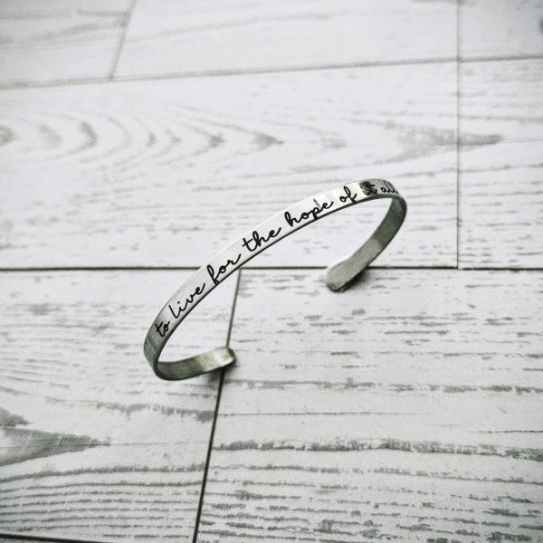Engraved Stainless Steel Cuff Bracelet | Minimalist Poet Quote Jewelry – Cuff Bracelets – Handmade By Shessocrafty Goods