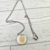 Lettered Olive Shell Necklace: Silver Chrome Tip, Coastal Pendant – Jewelry – Handmade By Shessocrafty Goods